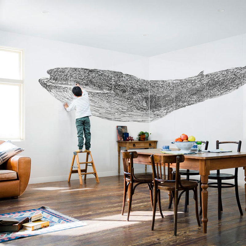 くじらの絵の壁